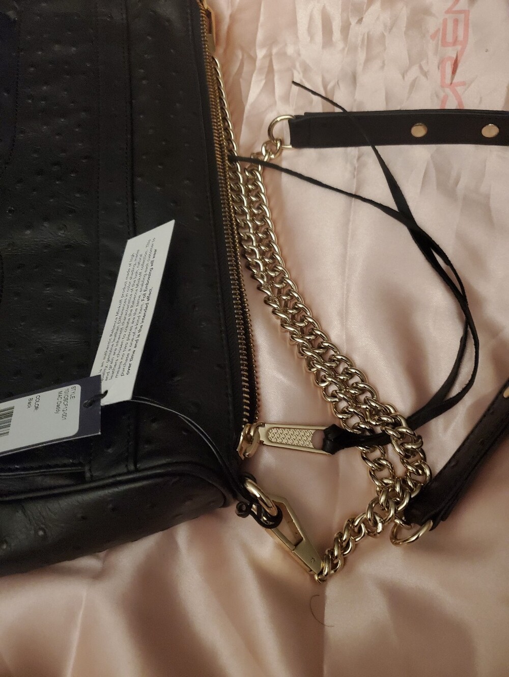 Rebecca Minkoff Black Leather Crossbody Bag With Tassels And Gold Hardware - Picture 2 of 12